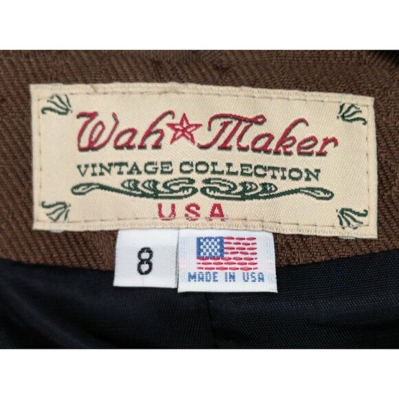 Vtg Wah Maker 2 Pc Skirt Set Brown Jacket Sz 8 Maxi Skirt Sz 12 Button Front USA - Picture 5 of 10